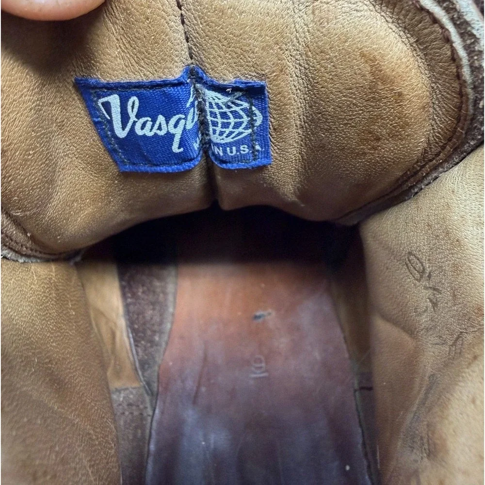 Vintage Vasque Alpine Mountain Boots Men 9.5 E Tan Mountaineering Suede USA Made